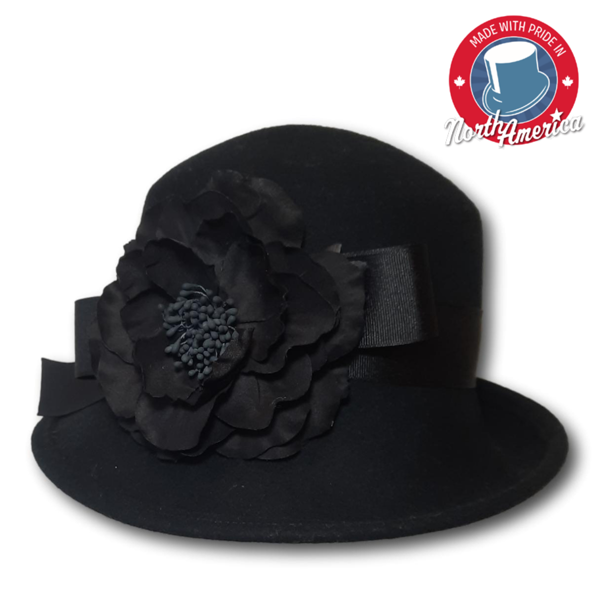 Cloche with Grosgrain Band and Flower