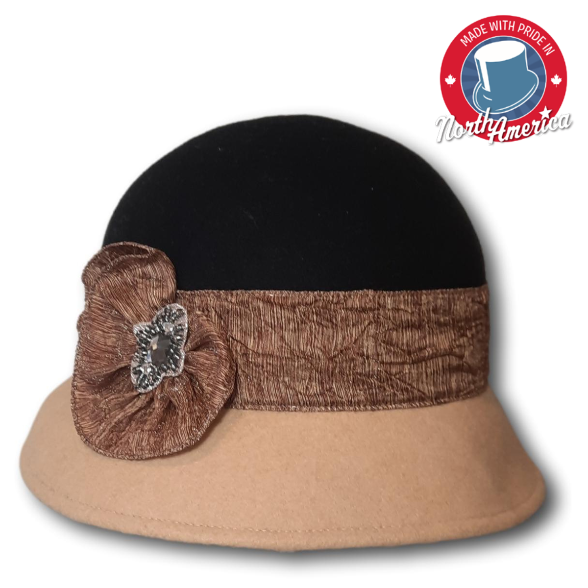 Two-Tone Cloche with Flower
