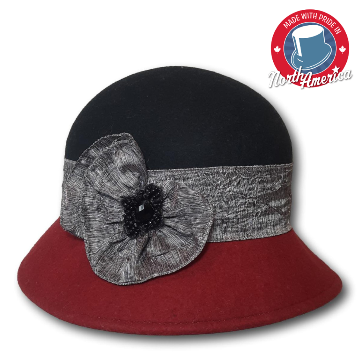Two-Tone Cloche with Flower