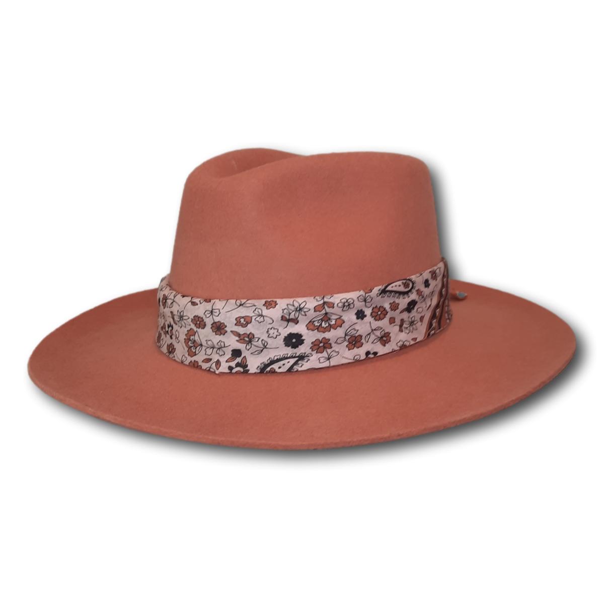 Brown Fedora Hat with Floral Band and Bandana Havana Panama Fedora - Straw Hat for Summer with Floral Band main image 4