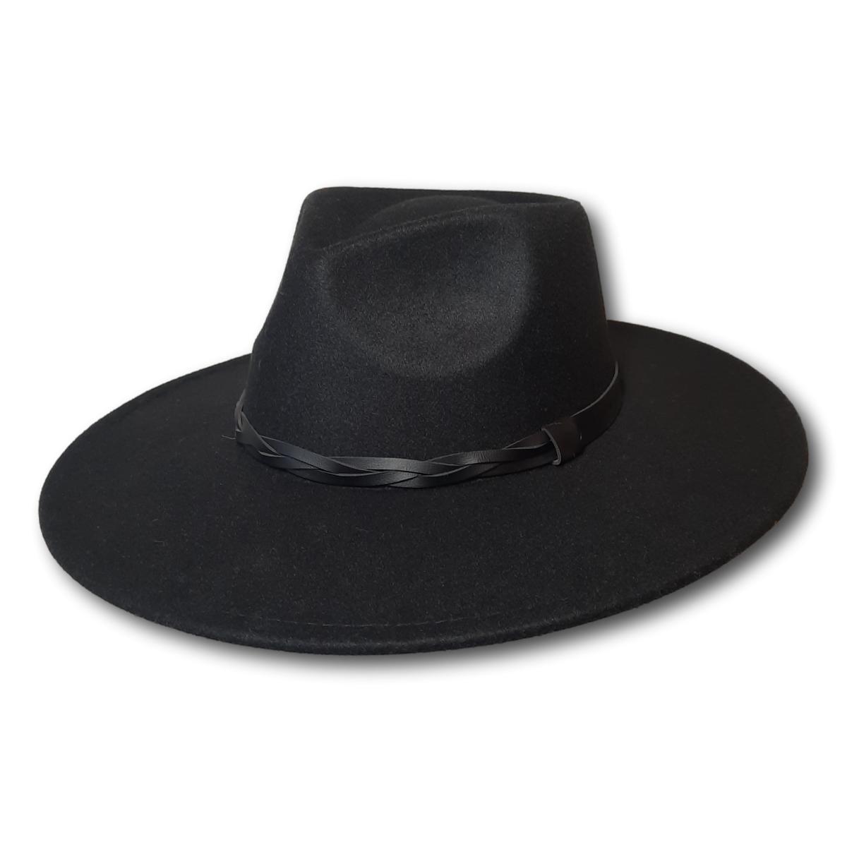 Wide Brim Fedora with Faux Band