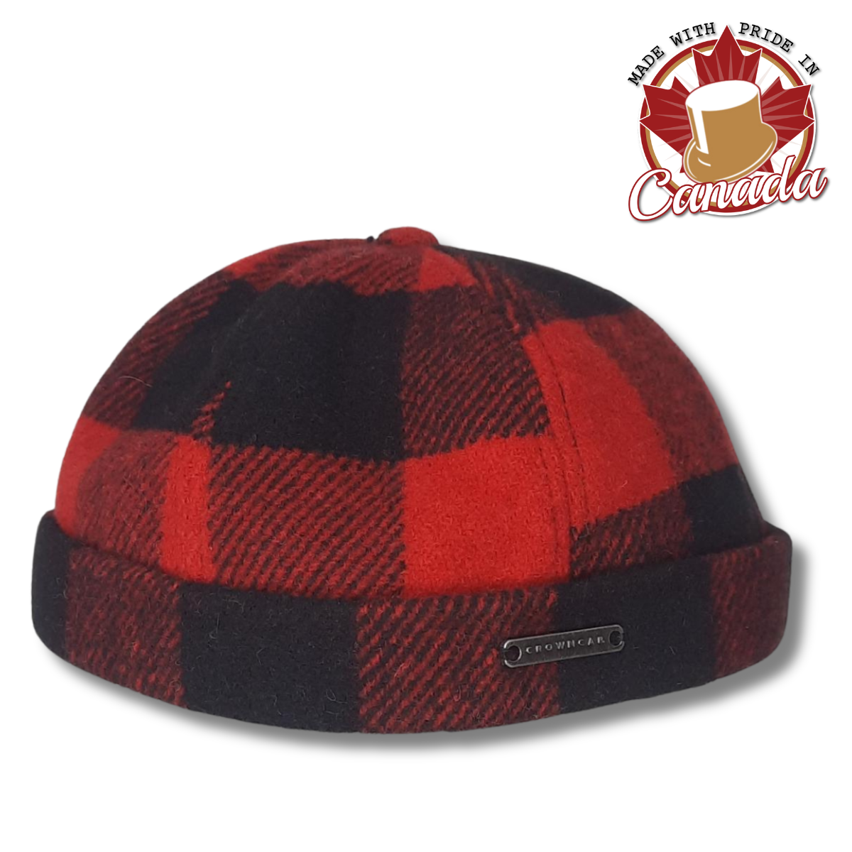 Buffalo Plaid Rolled Beanie