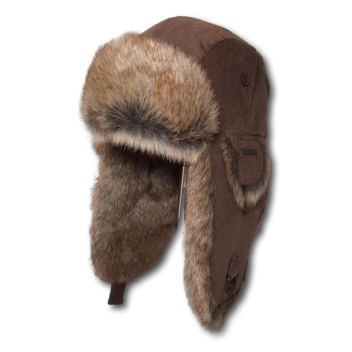 Corduroy Trapper with Faux Fur
