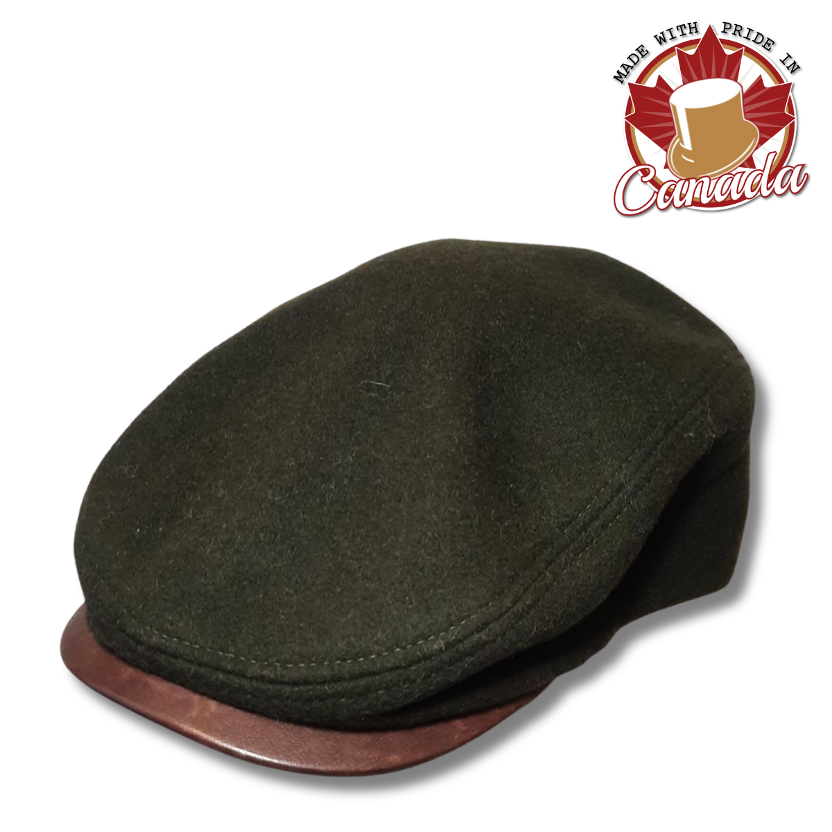 Flat Cap with Leather Trim