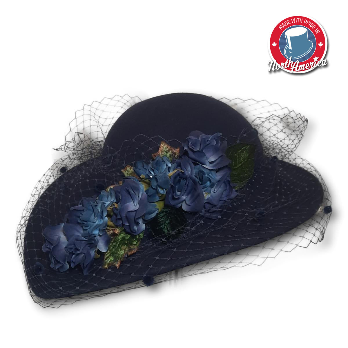 Dress Hat with Flowers and Netting