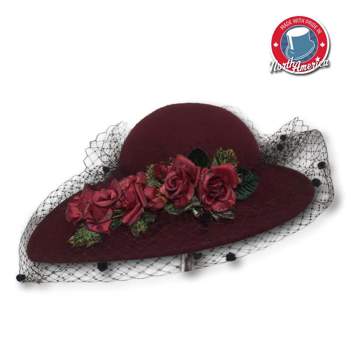 Dress Hat with Flowers and Netting