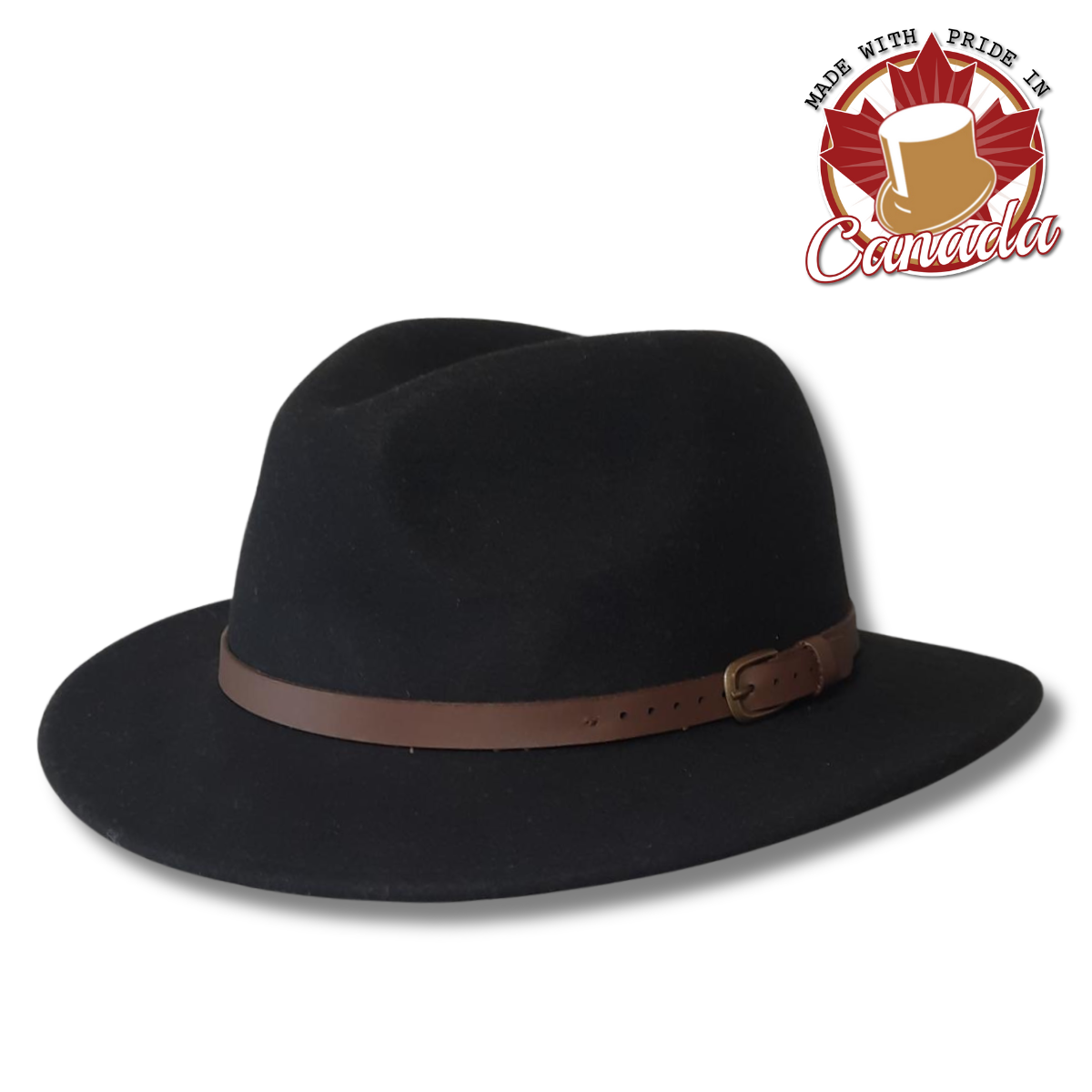Pinched Fedora with Leather Band
