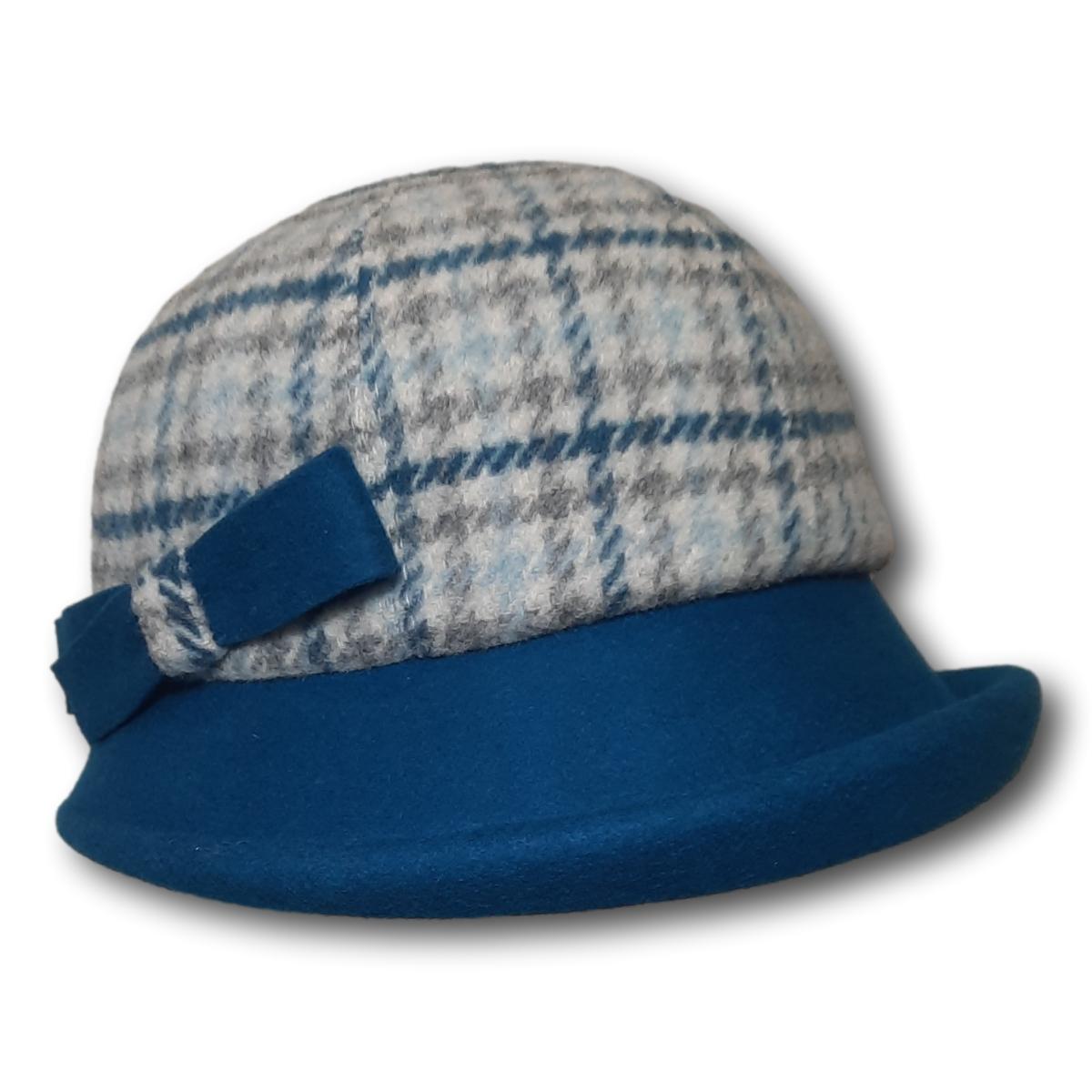 Two-Tone Plaid Cloche