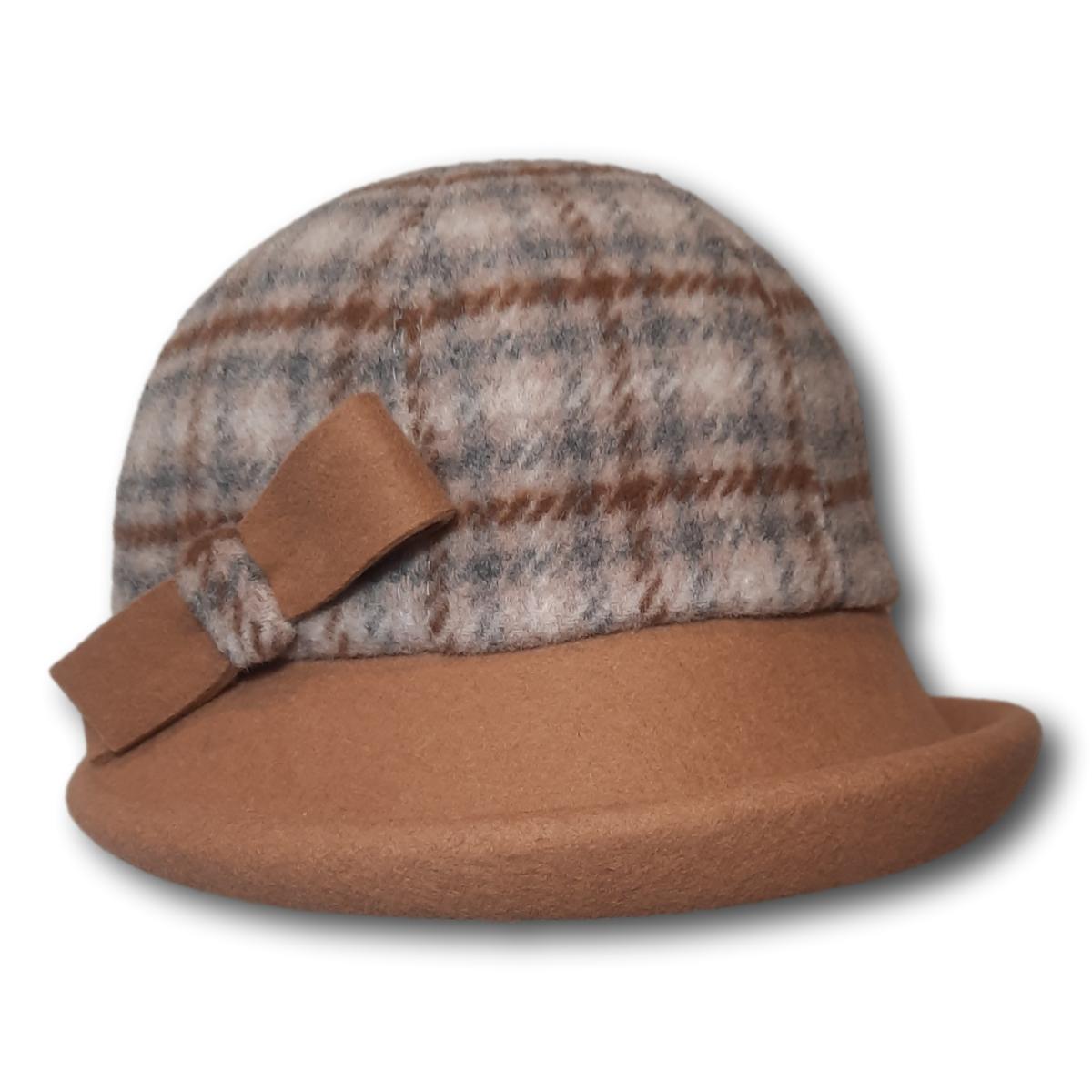 Two-Tone Plaid Cloche