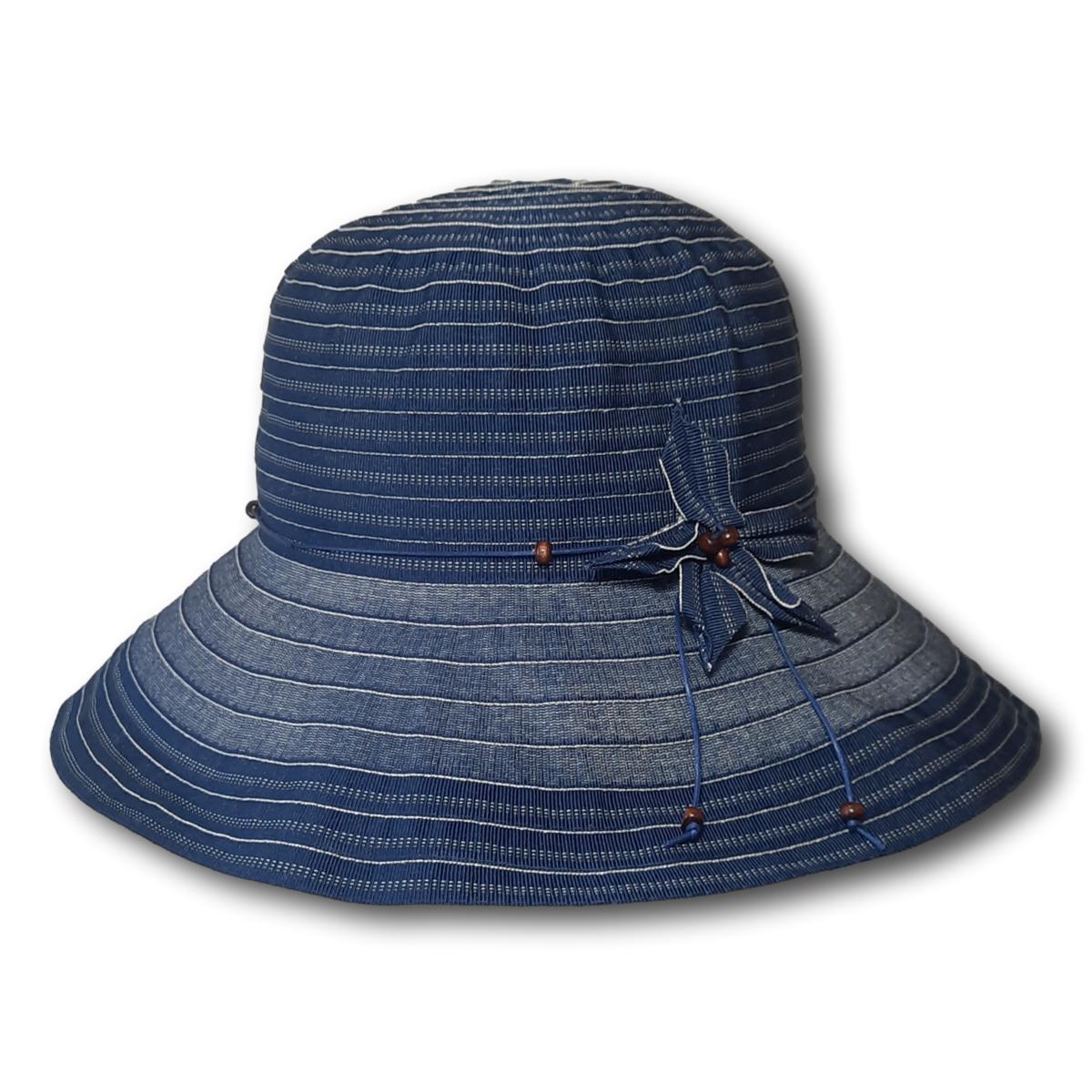 Three-Tone Ribbon Hat with Flower