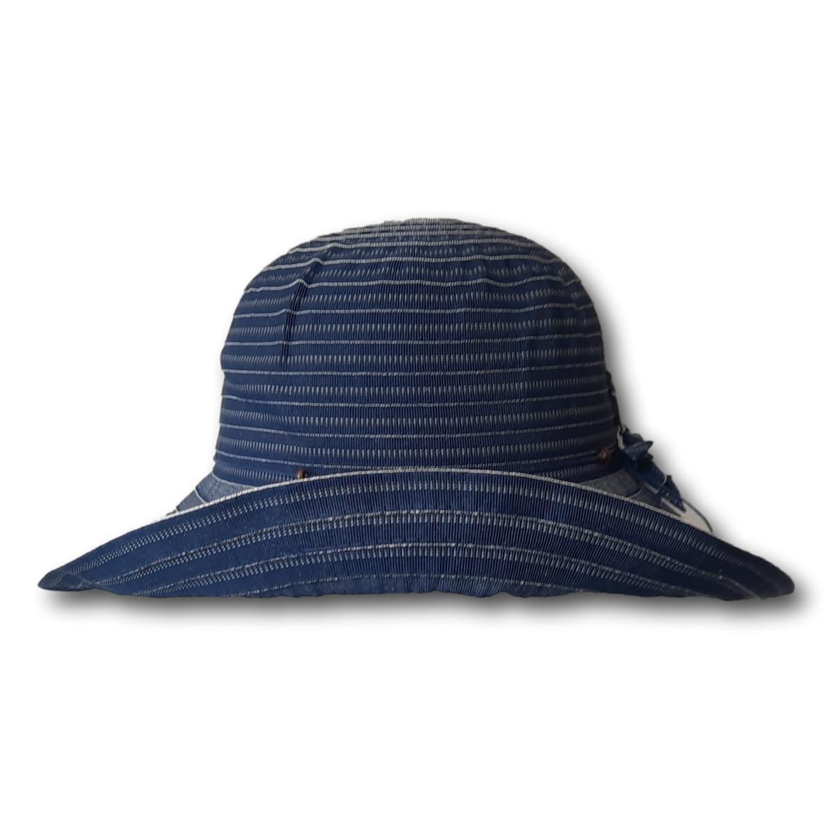 Three-Tone Ribbon Hat with Flower