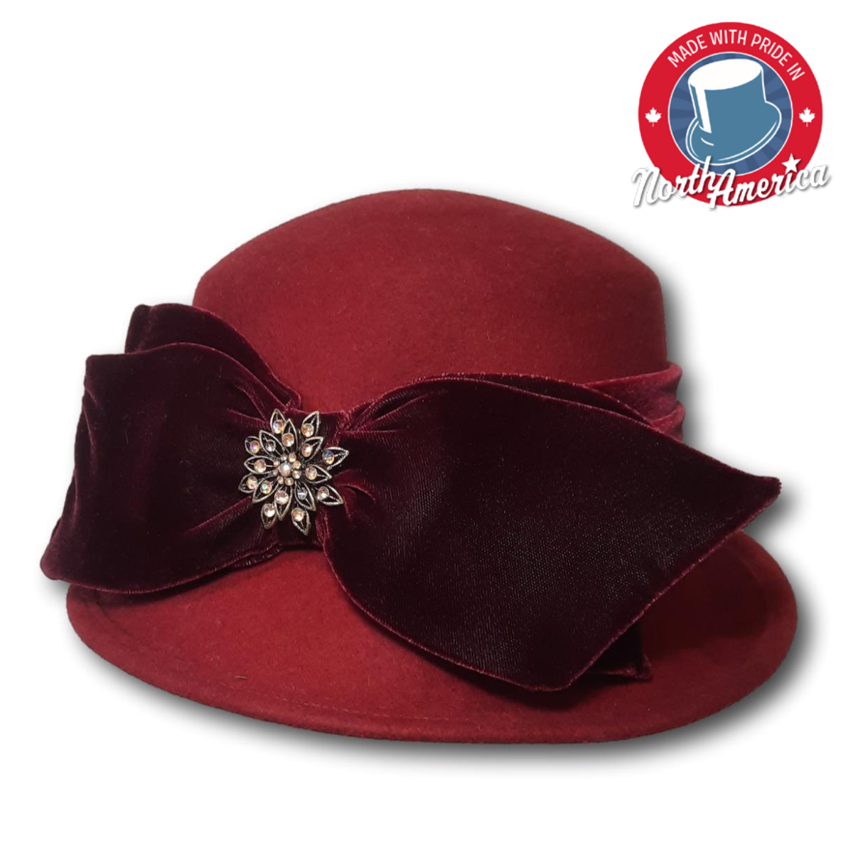 Cloche with Velvet Bow and Brooch