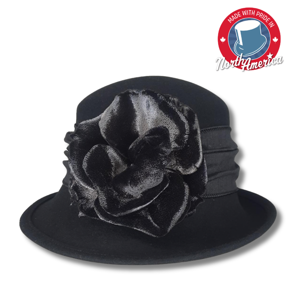 Cloche with Velvet Rose
