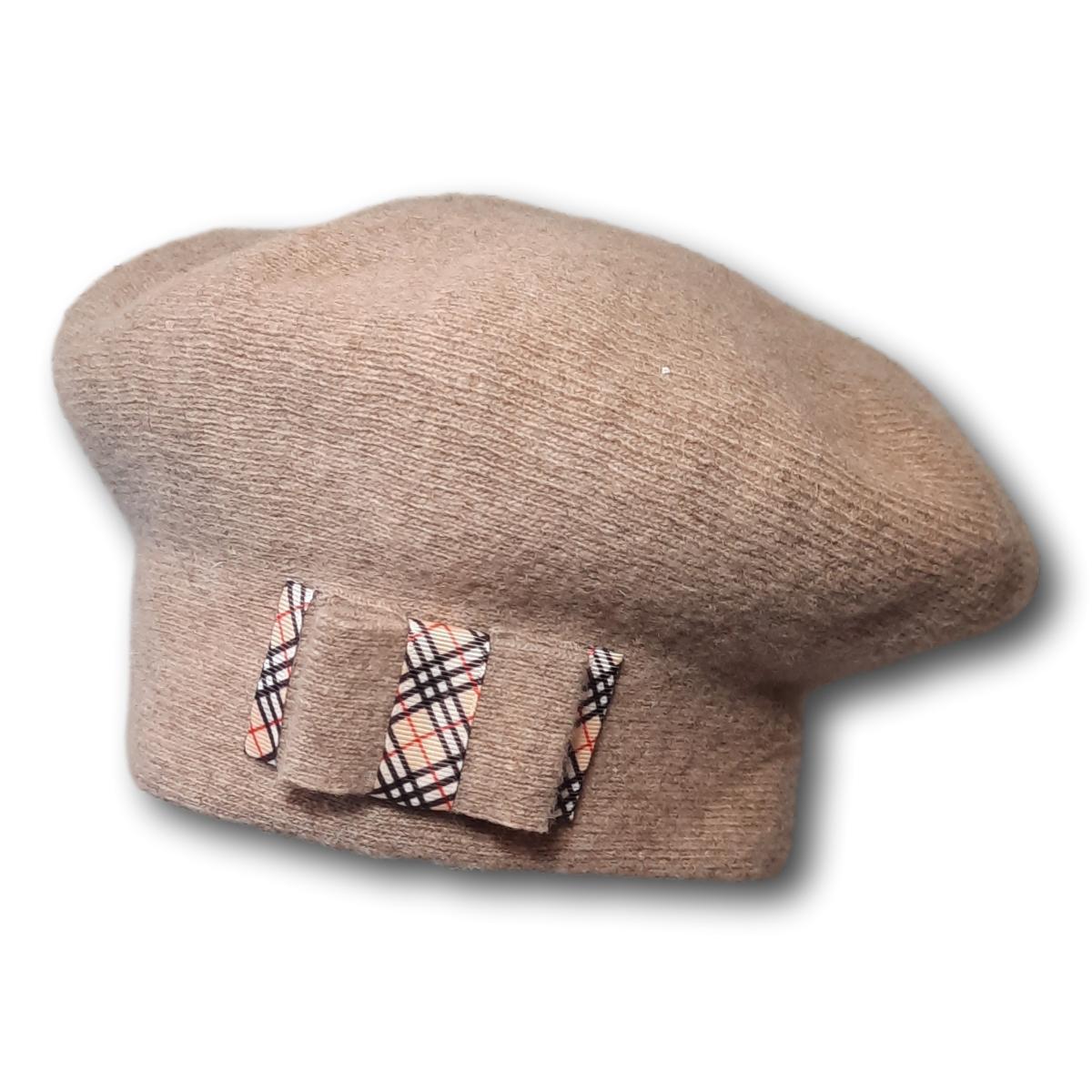 Beret with Plaid Contrasting Bow