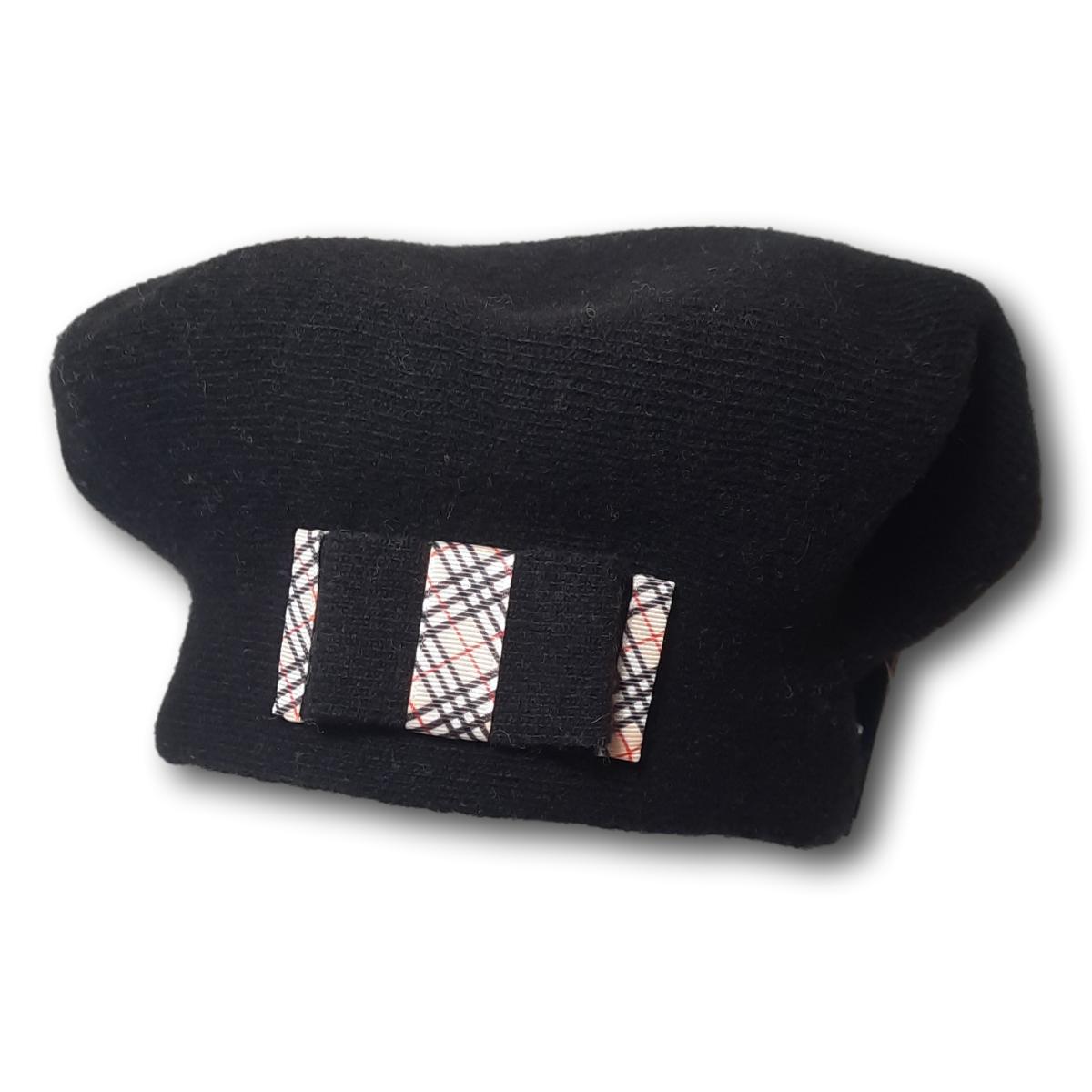 Beret with Plaid Contrasting Bow