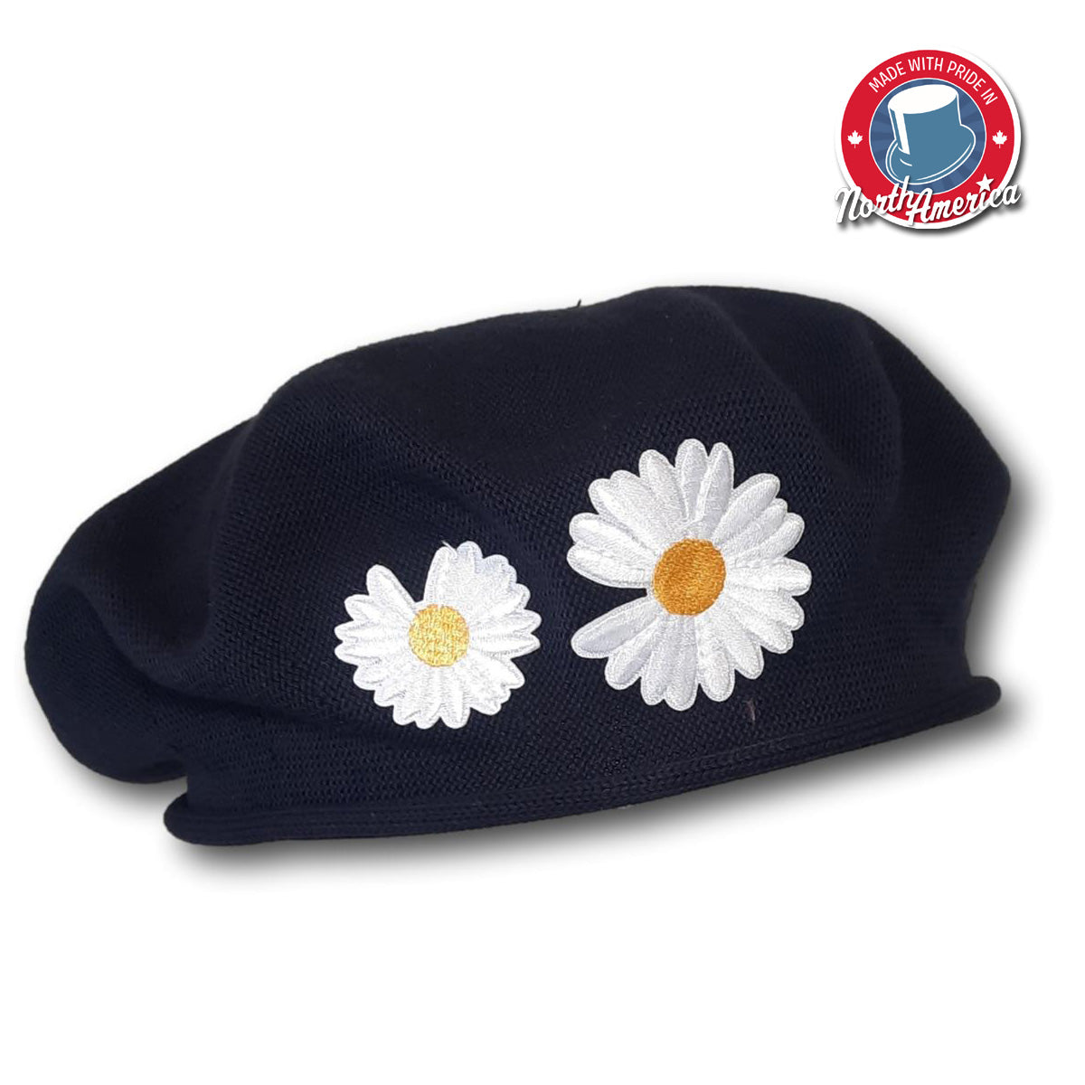 Embroidered Daisy Beret