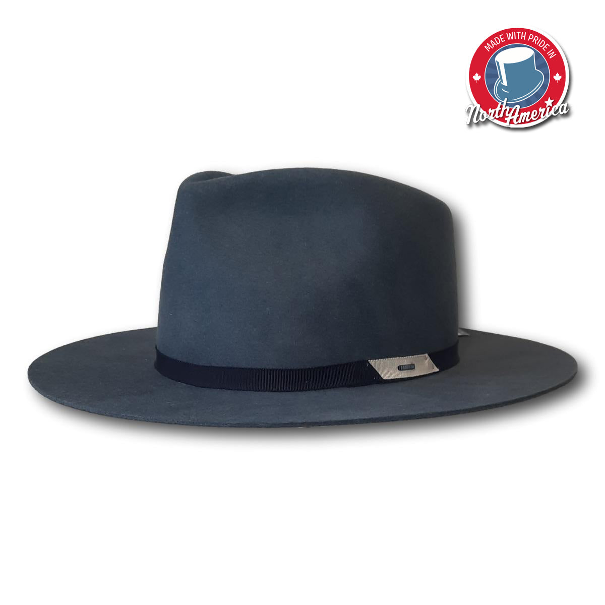 Two-Tone Grosgrain Flat Brim  Fedora