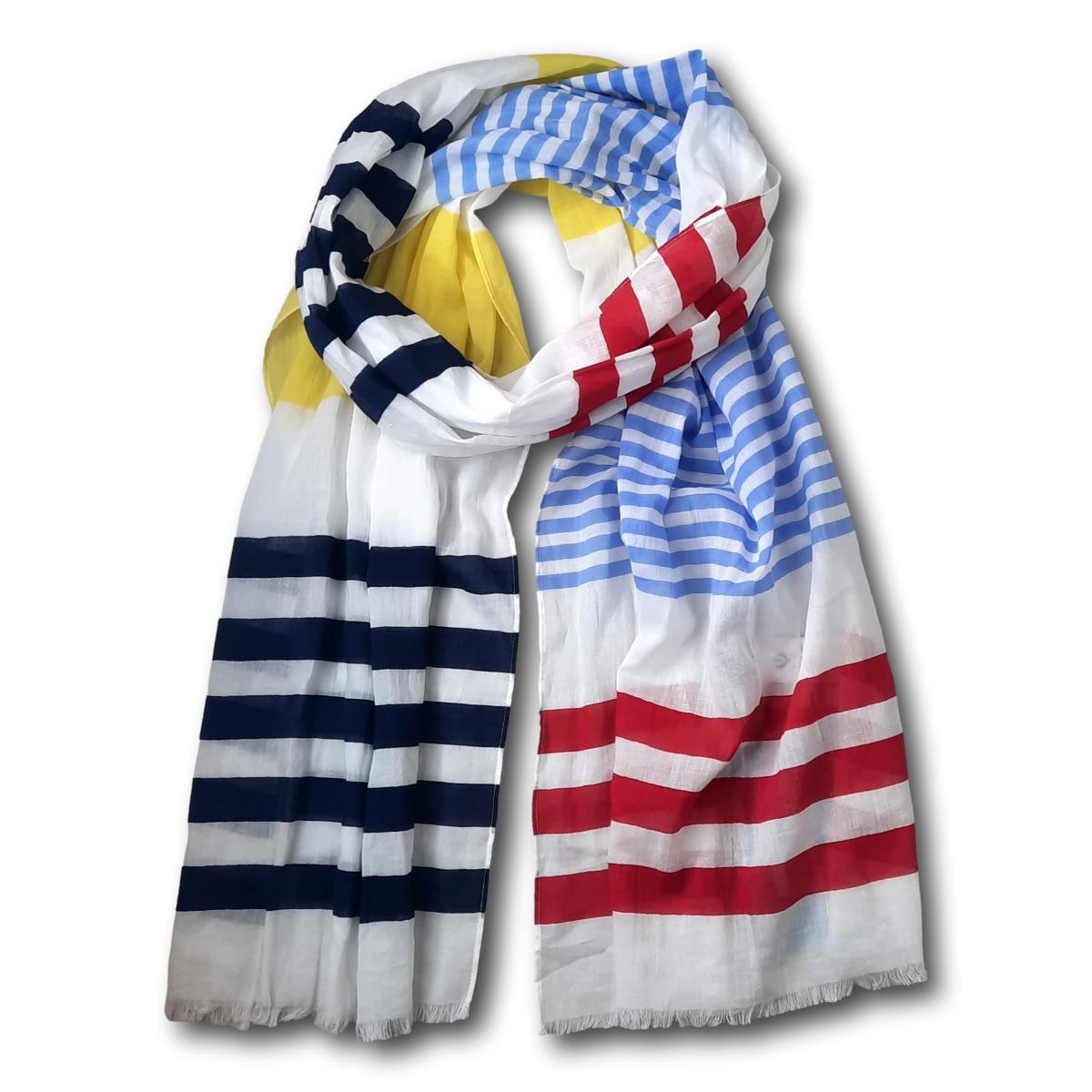 Multi-Stripe Scarf with Fringe
