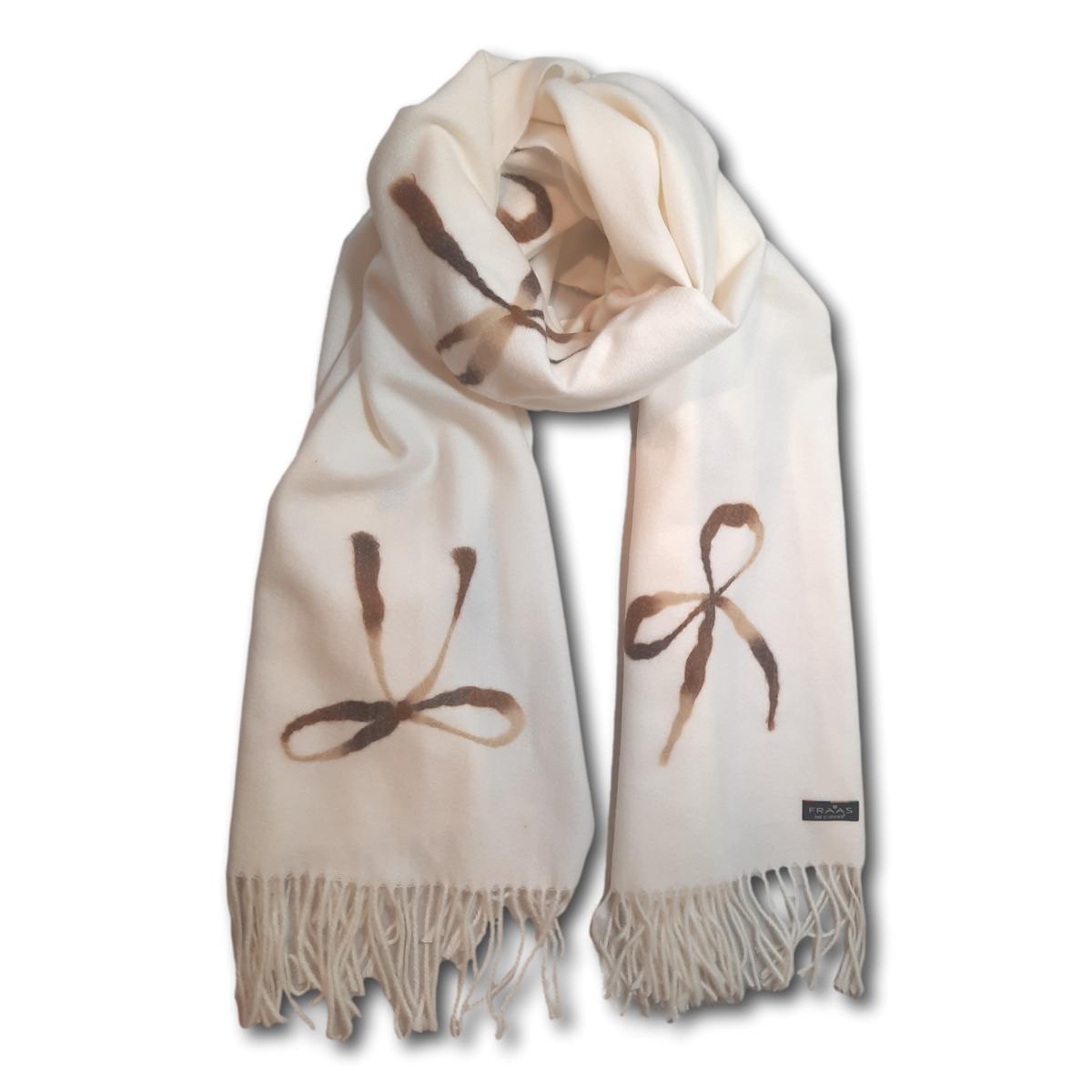 Bow Printed Scarf with Fringe