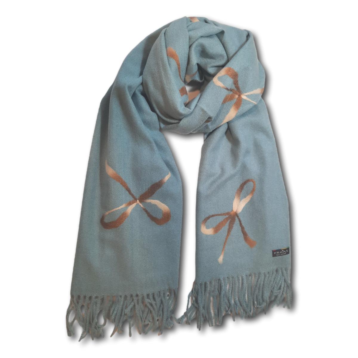 Bow Printed Scarf with Fringe