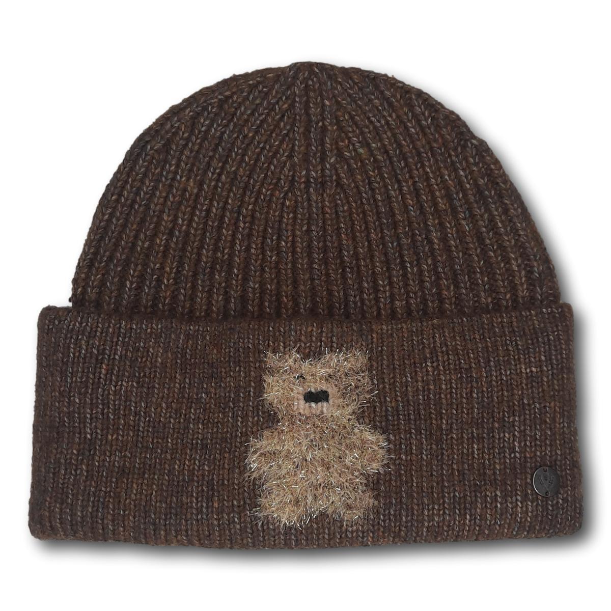 Ribbed Toque with Teddy Bear