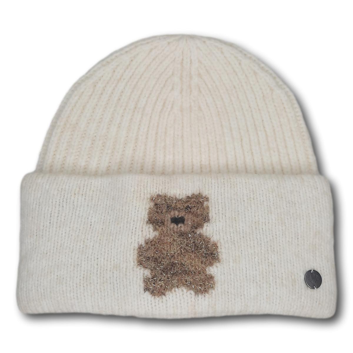 Ribbed Toque with Teddy Bear