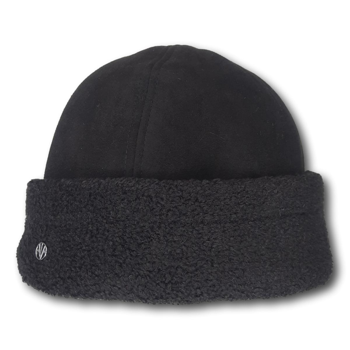 Faux Suede Beanie with Cuff