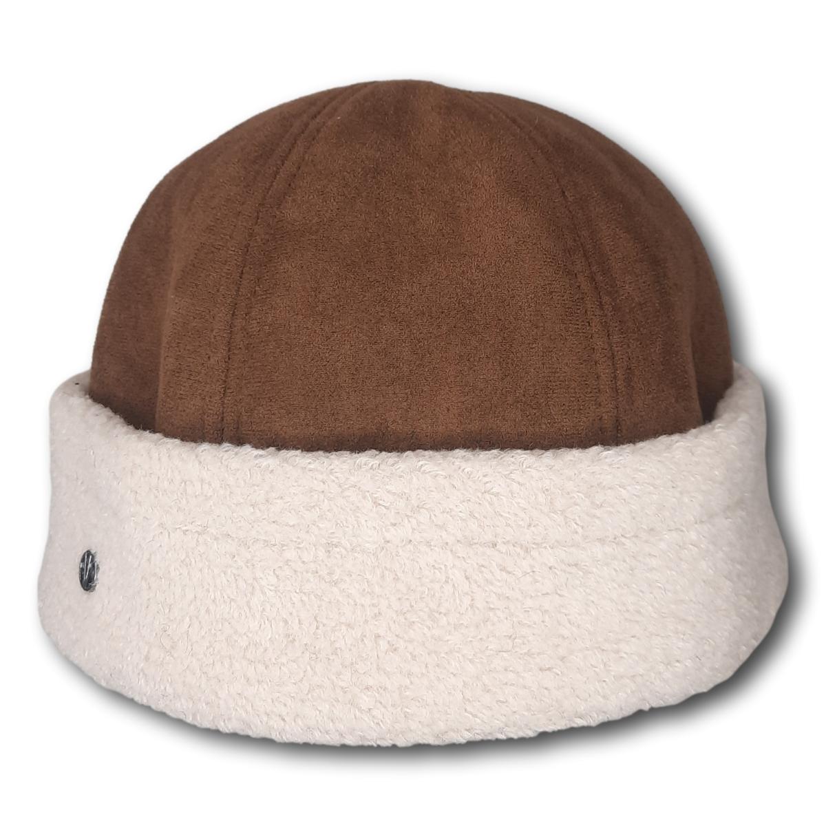 Faux Suede Beanie with Cuff