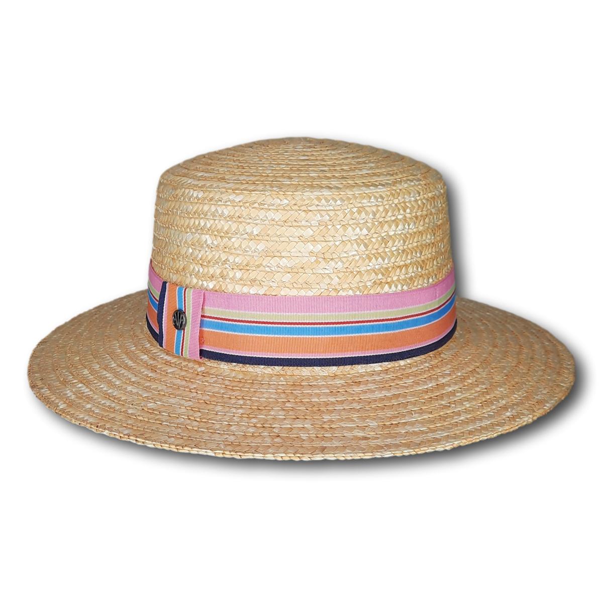 Boater with Stripe Grosgrain Band
