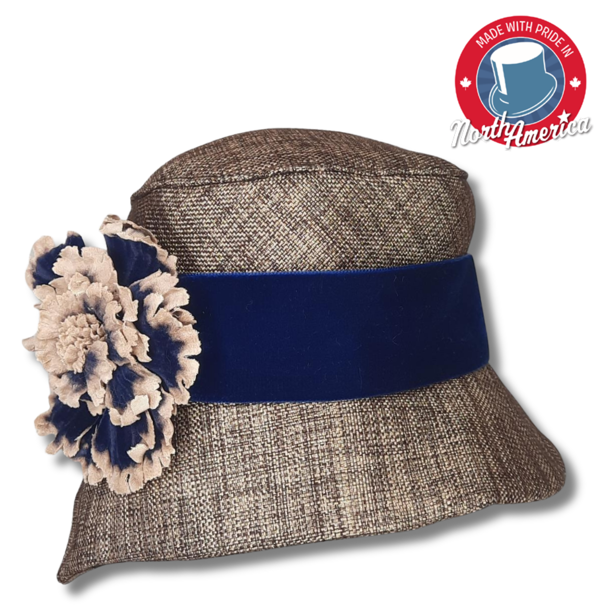 Profile Cloche with Two-Tone Flower