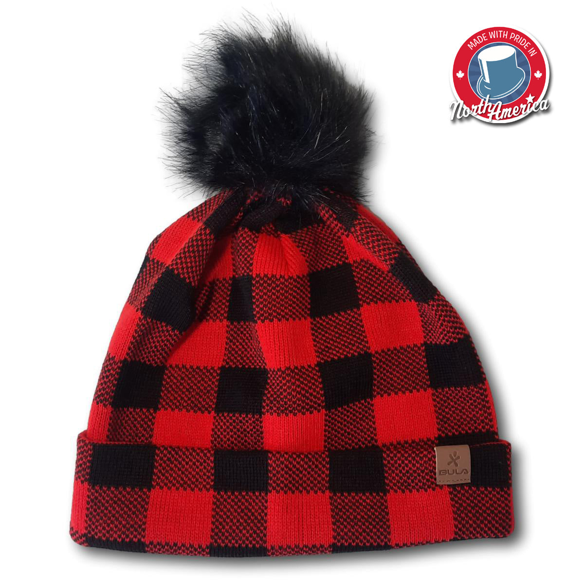 Plaid Toque With Faux Pom