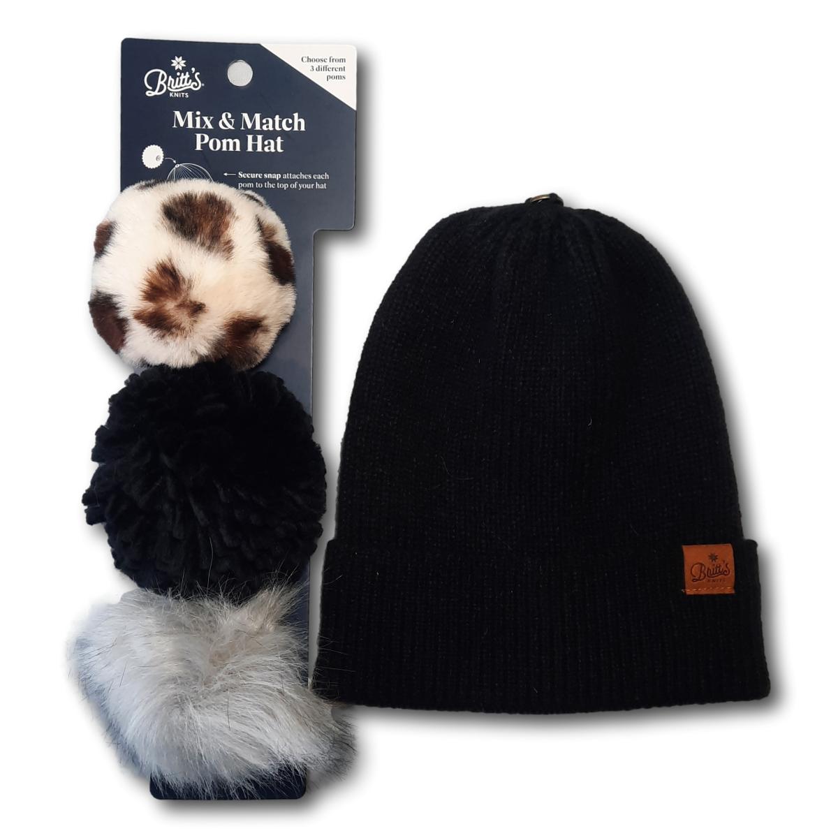 Toque with Interchangeable Pom Poms