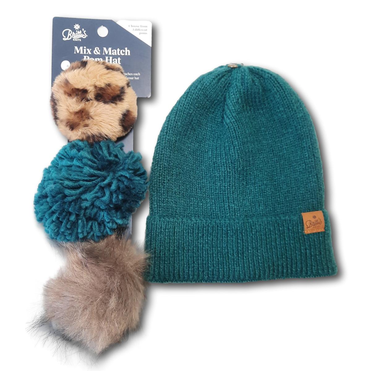 Toque with Interchangeable Pom Poms