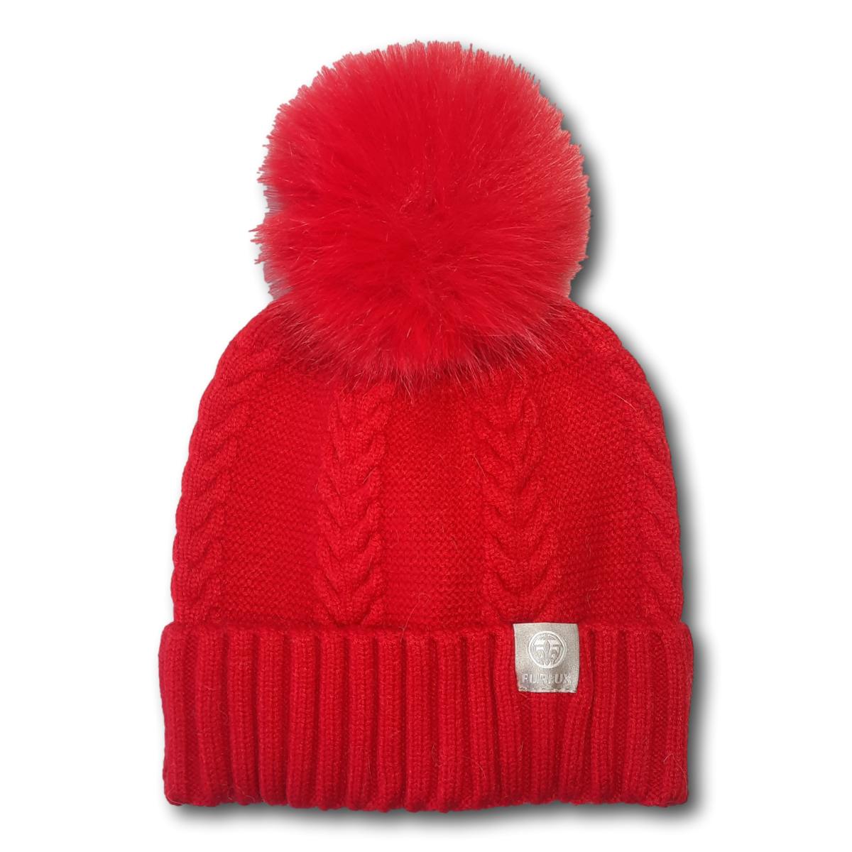 Cable Knit Toque with Faux Pom