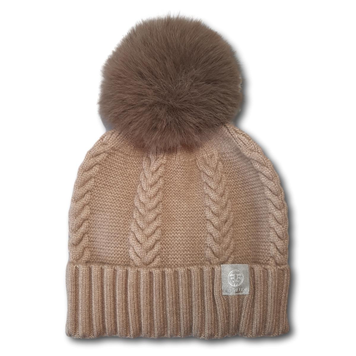 Cable Knit Toque with Faux Pom