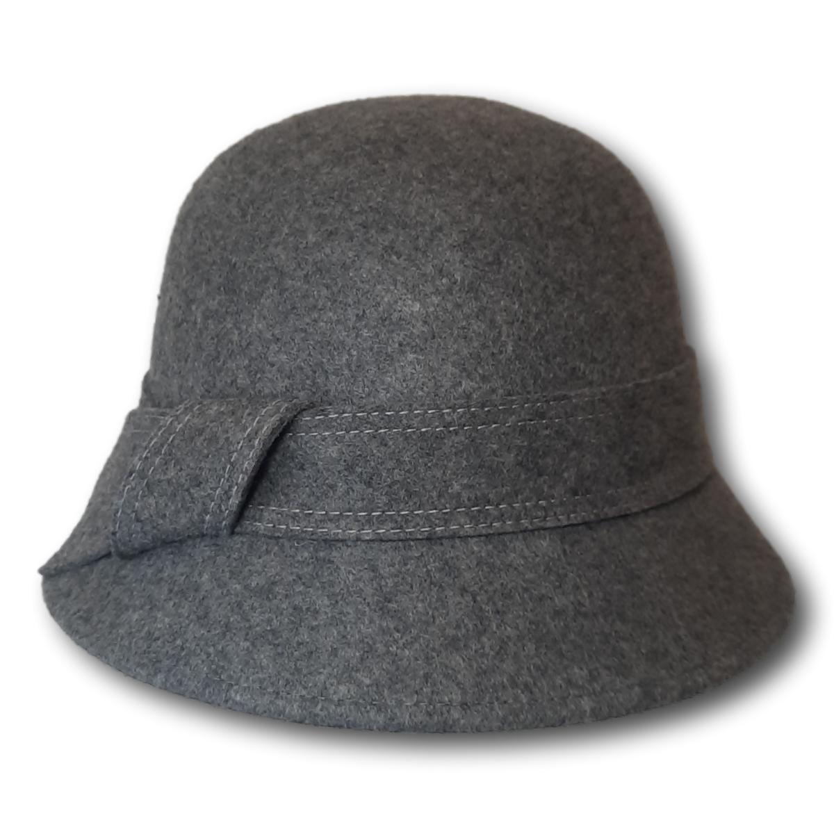 Cloche With Stitched Band BeauChapeau Hat Shop Grey Adjustable