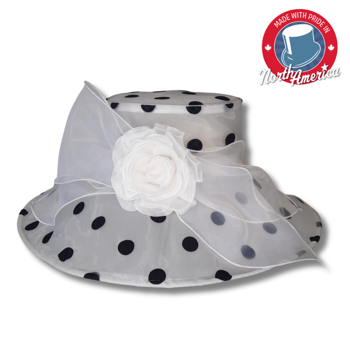 Rose Polka-Dot Dress Hat