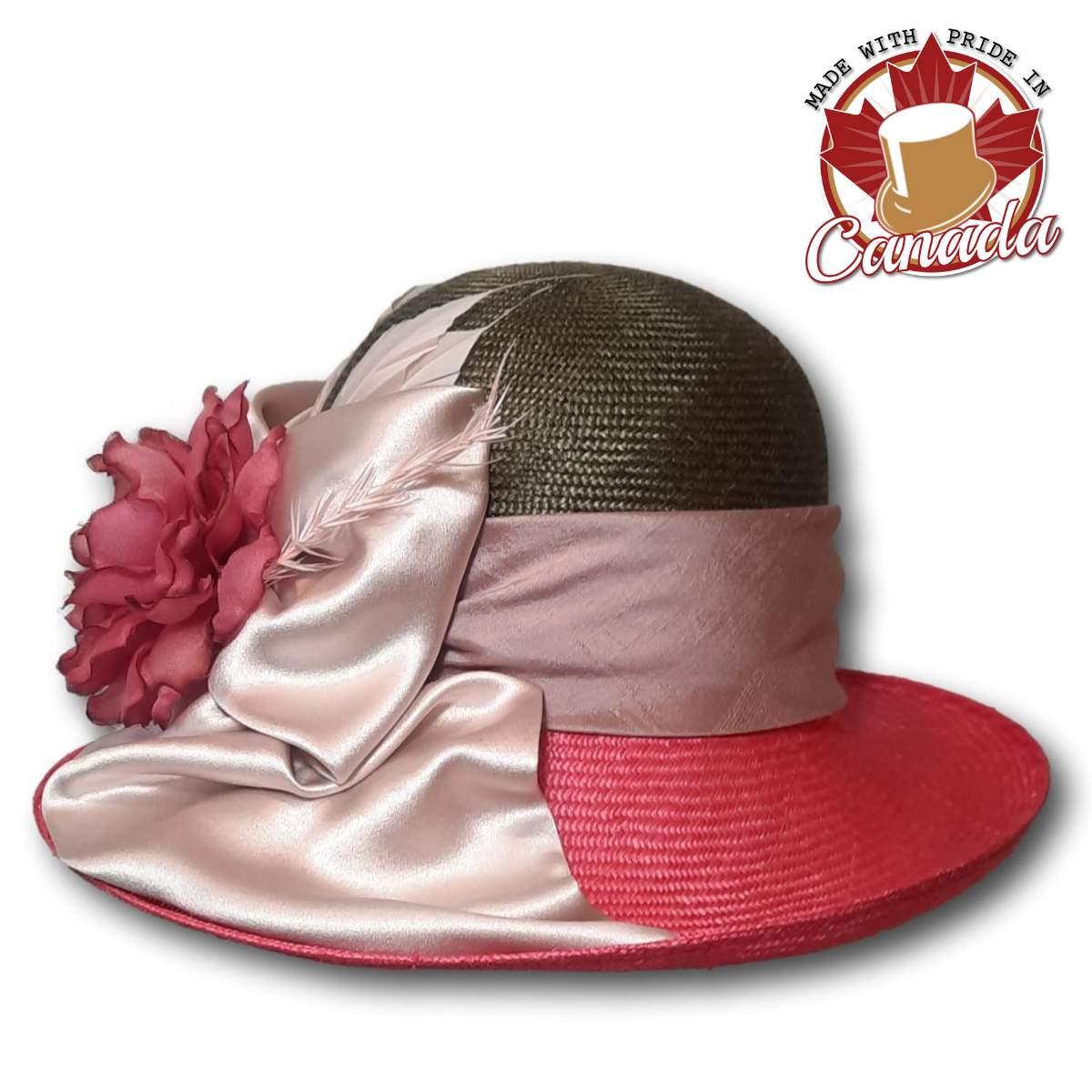 Two-Tone Dress Cloche with Bow