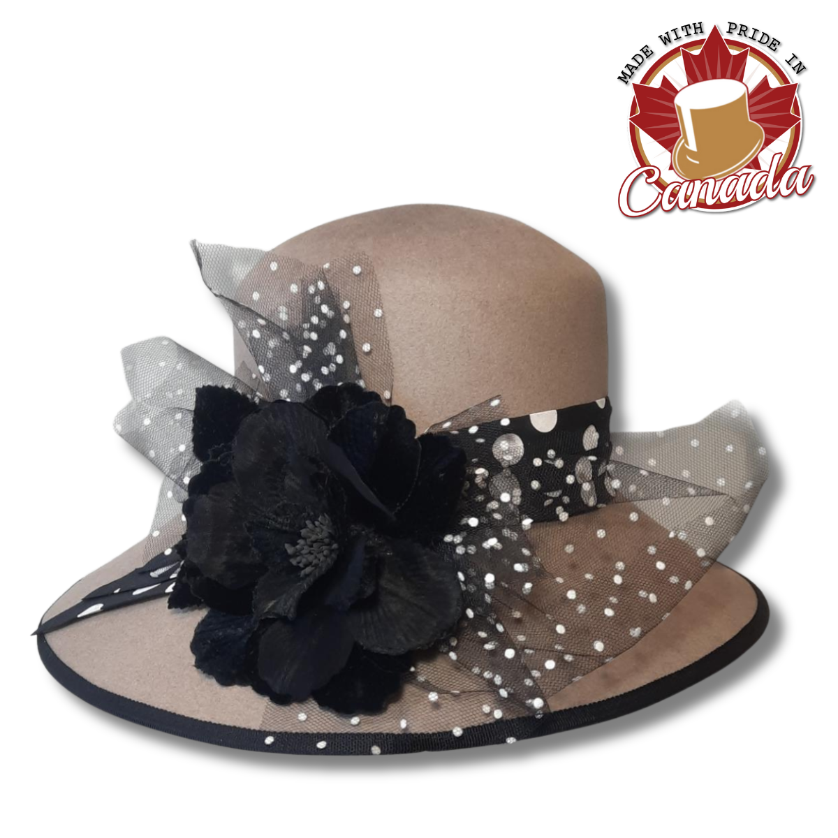Downton Polka-dot Bow Dress Hat