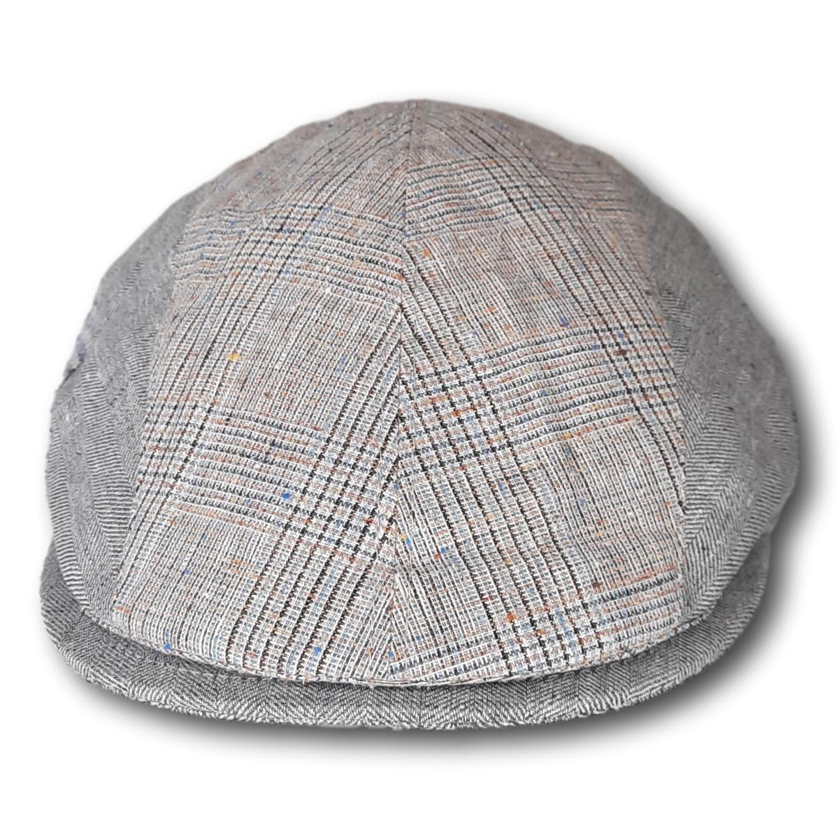Three-Tone Linen Flat Cap