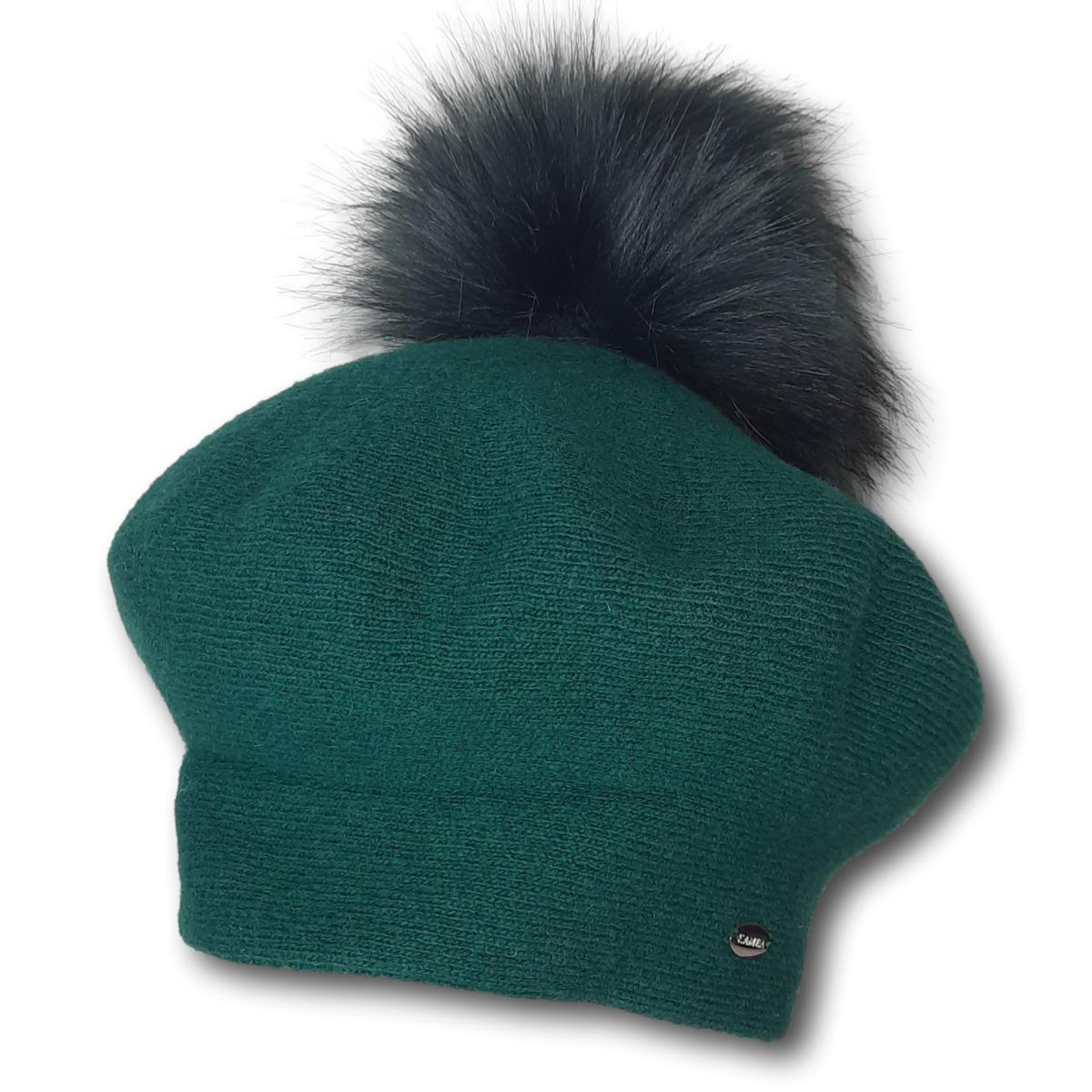 Fuji Beret with Fur Pom-Pom