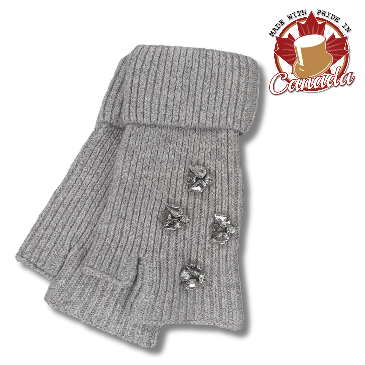 Rhinestone Finger-less Gloves