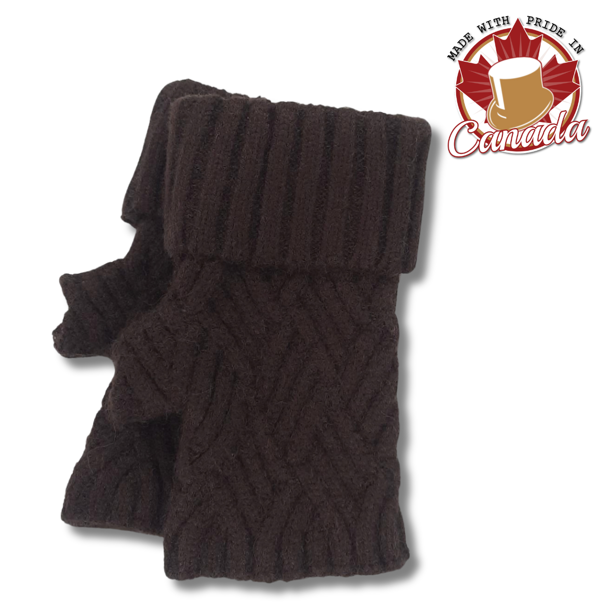 Zig-Zag Knit Finger-less Gloves