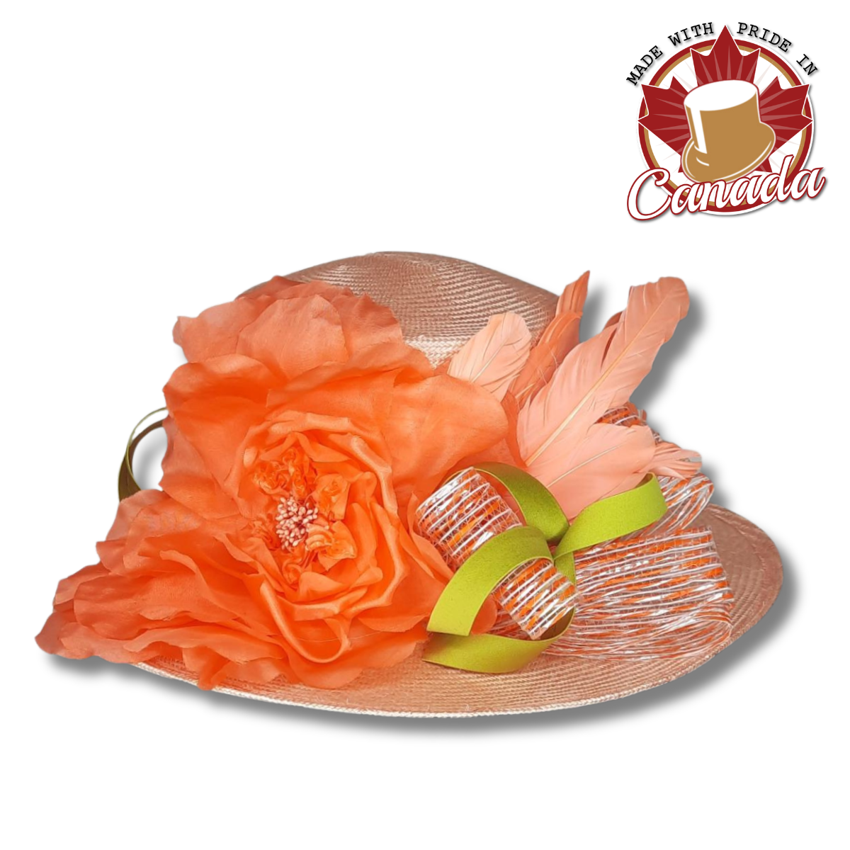 Grace Dress Hat with Orange Flowers