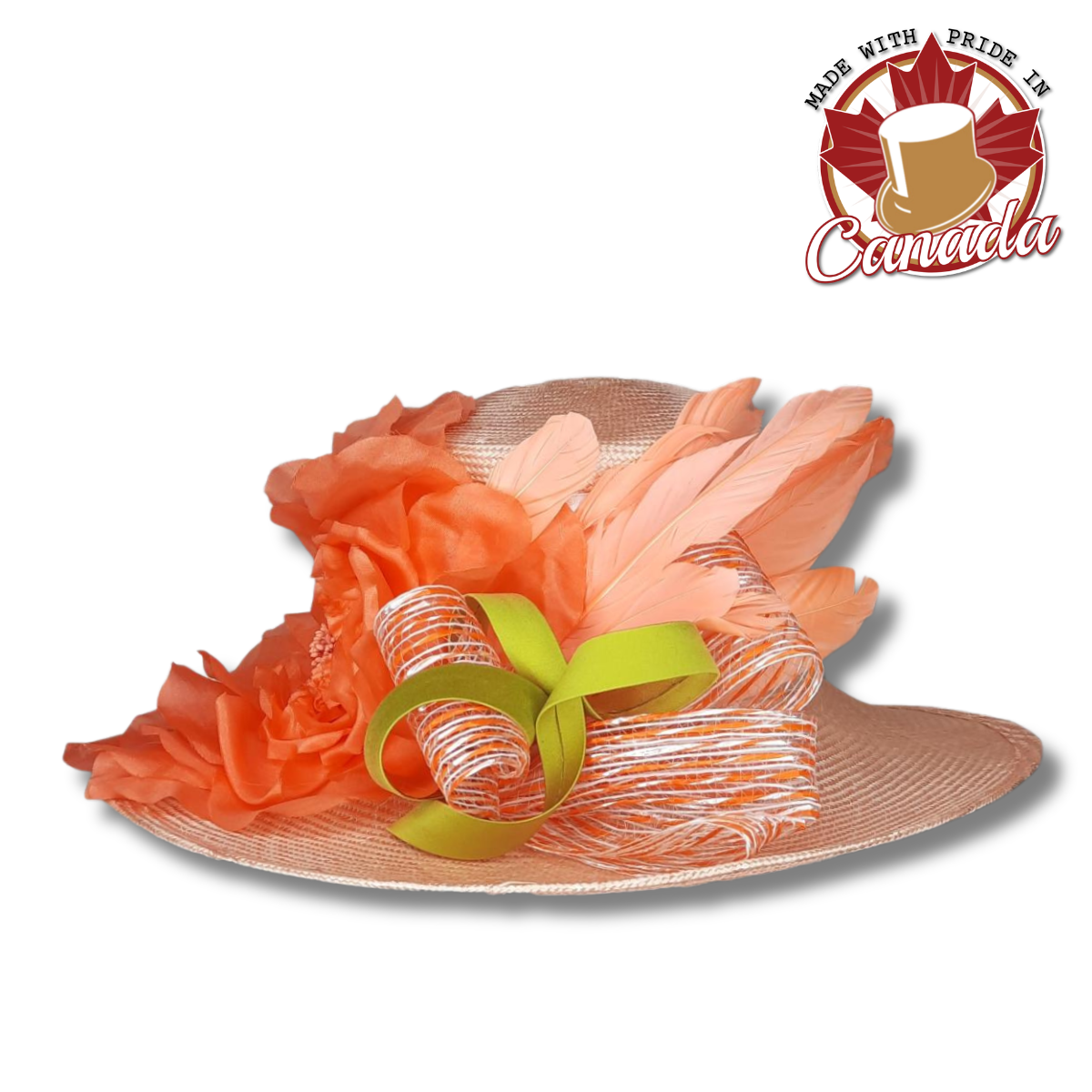 Grace Dress Hat with Orange Flowers