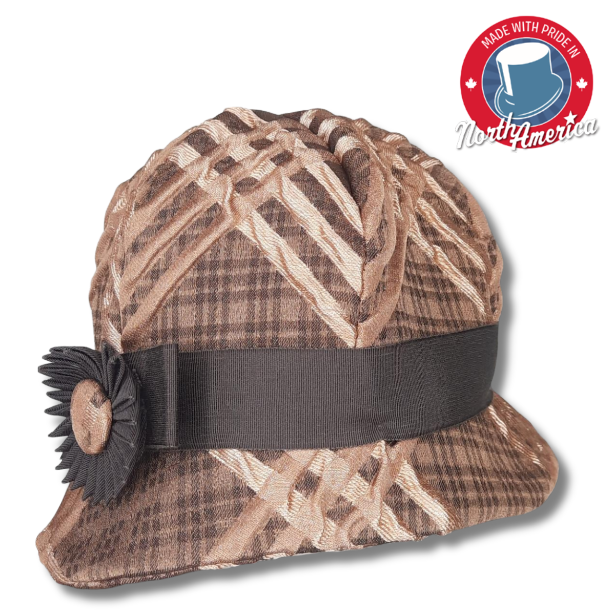 Plaid Cloche with Button
