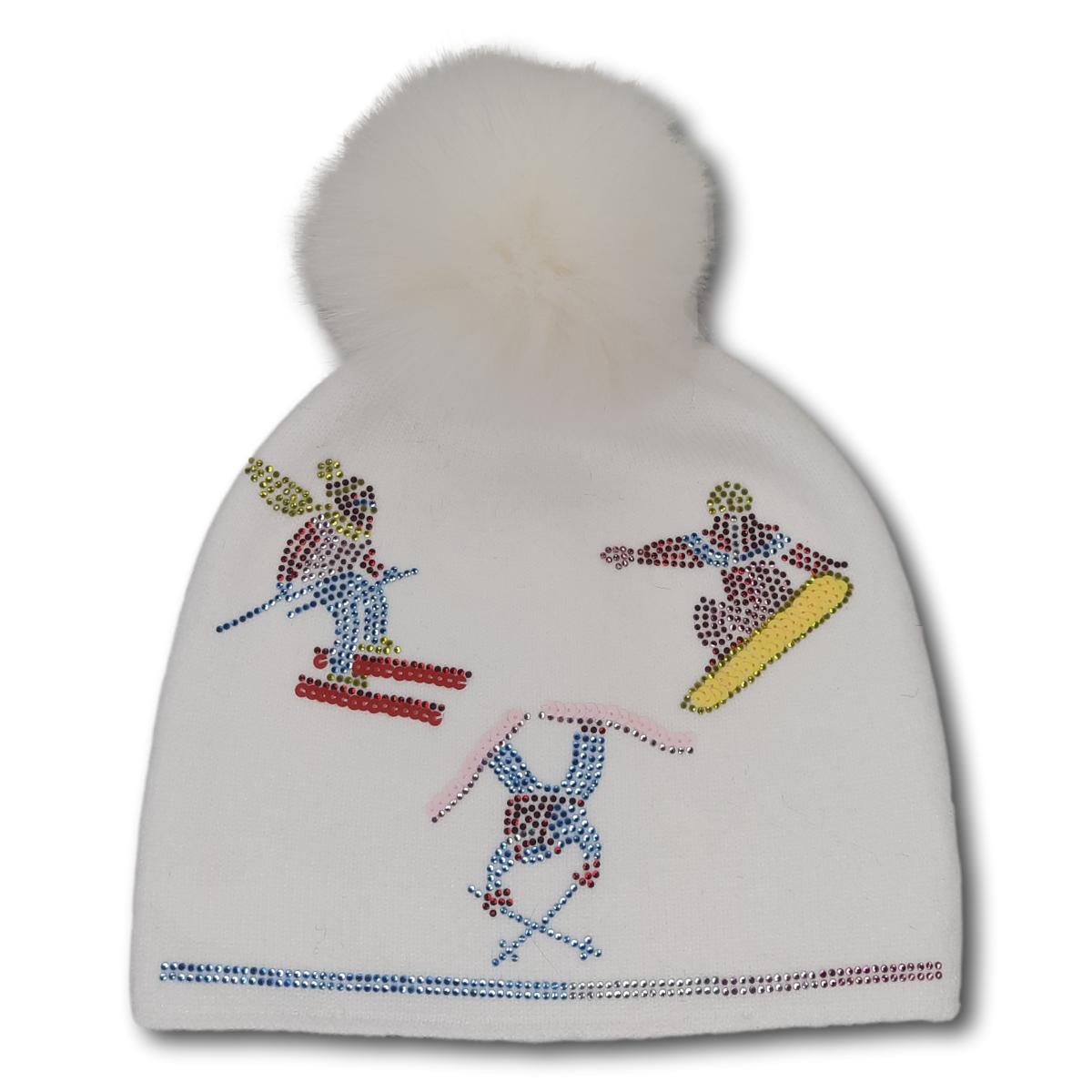 Toque with Rhinestone Skiers
