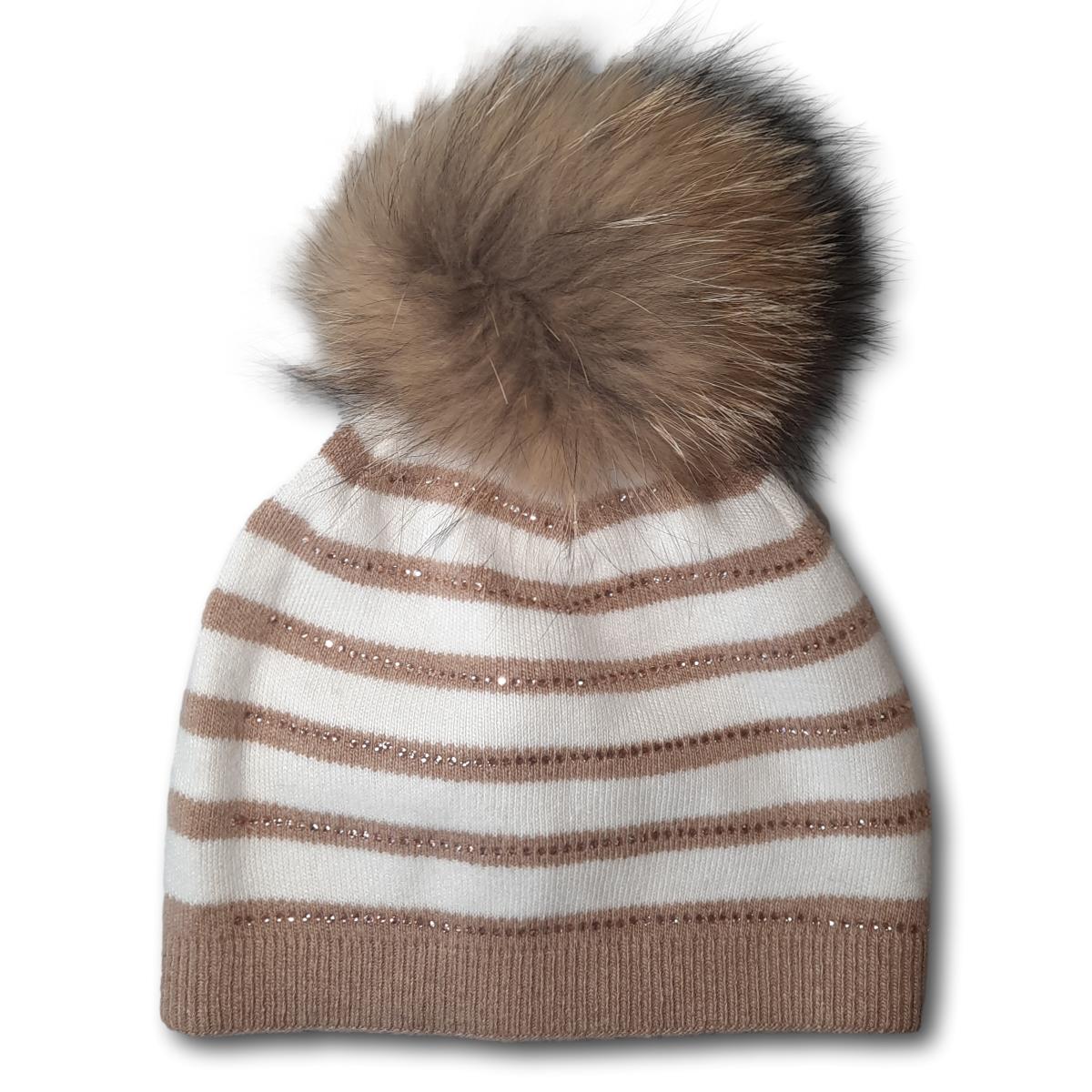 Stripe Toque With Rhinestones