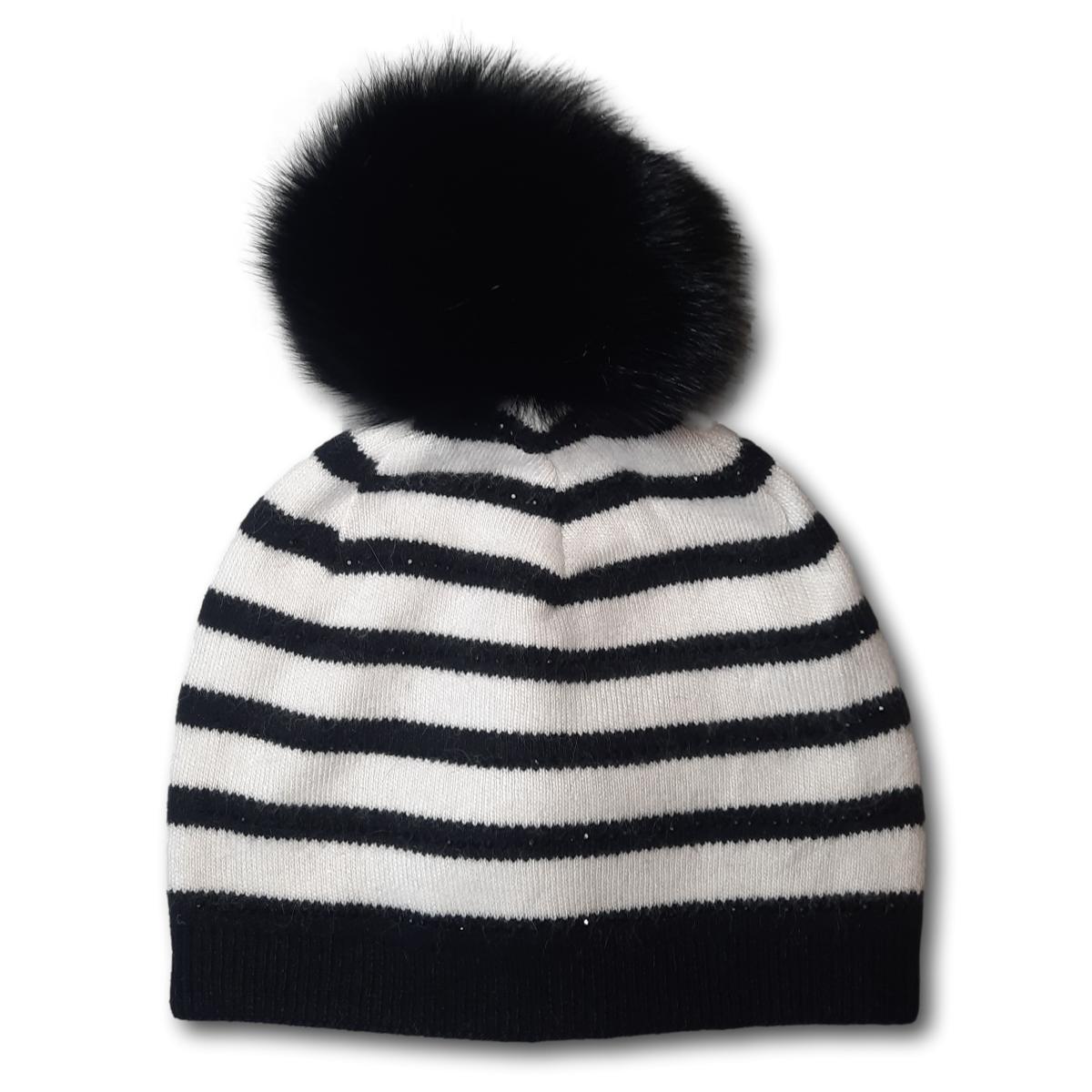 Stripe Toque With Rhinestones