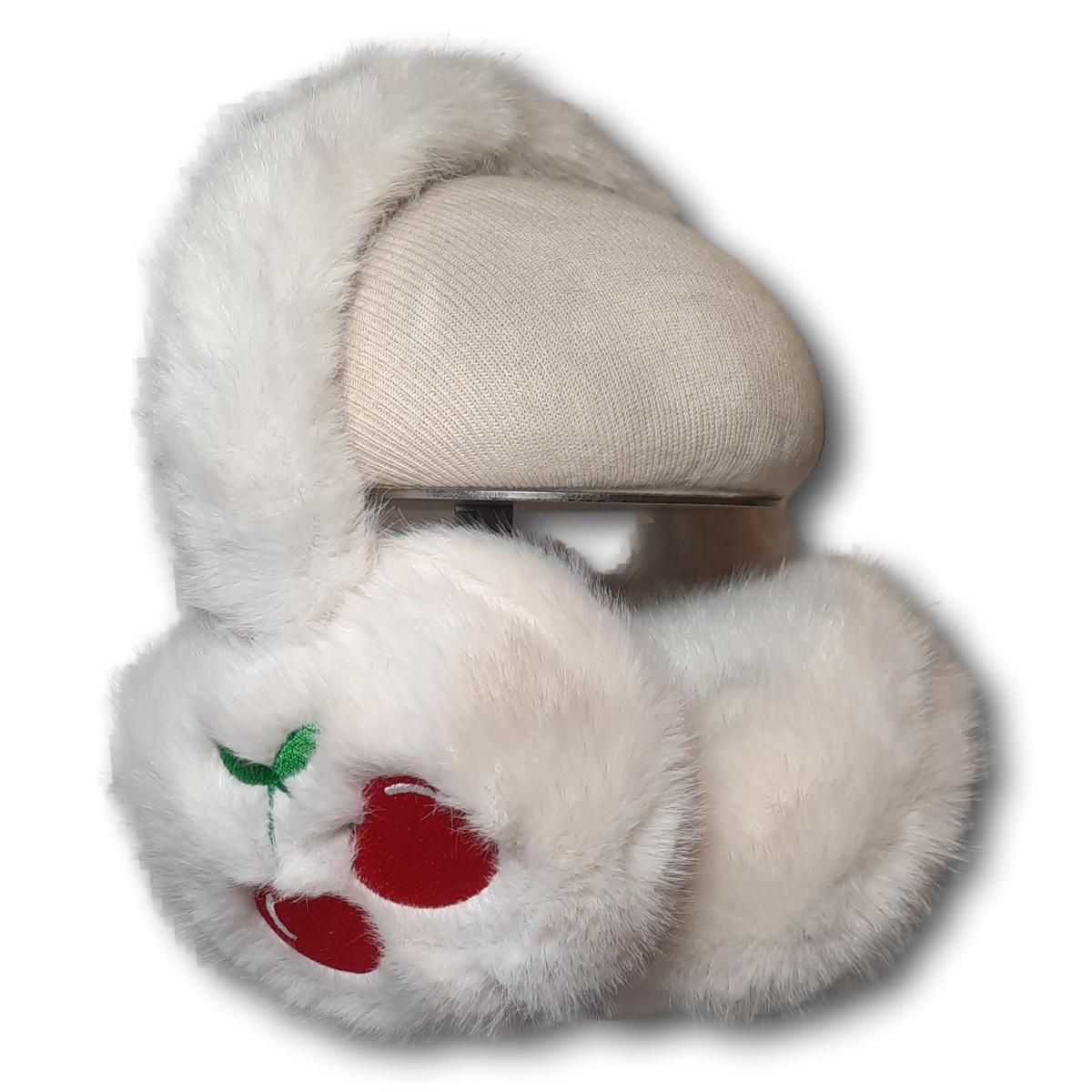 Faux Fur Earmuffs With Cherries